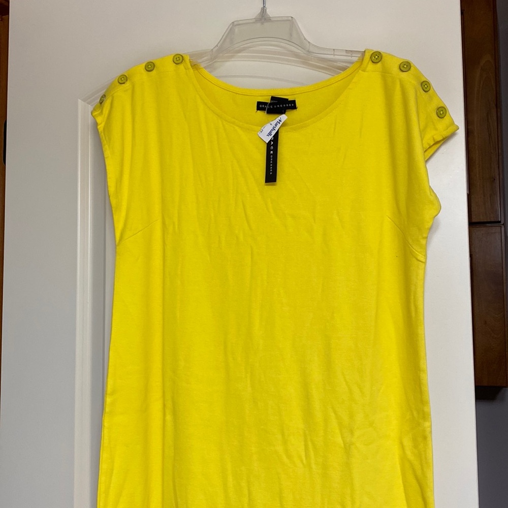 Womens Grace Dresses Tank With Decorative buttons on shoulders Medium in Yellow